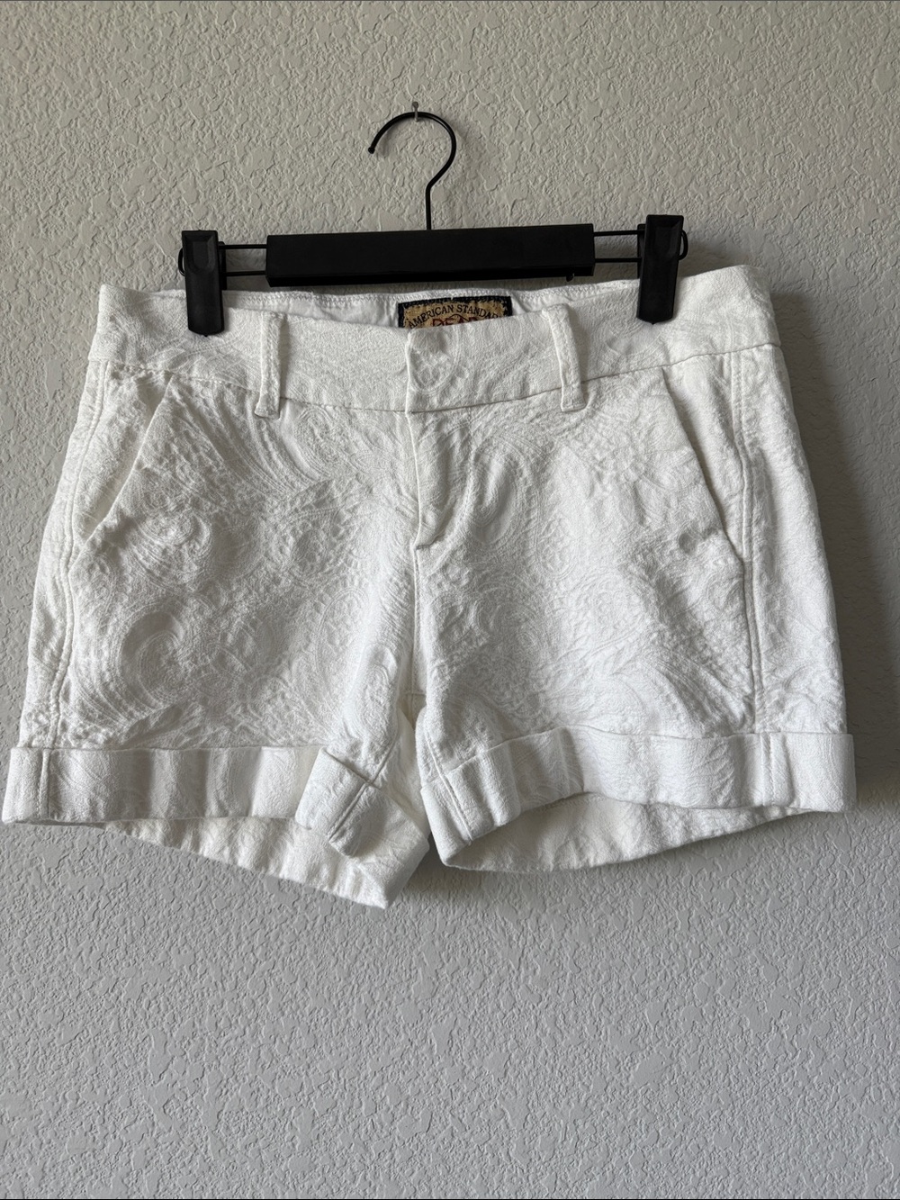 Dear John White Textured Cuffed Jean Shorts